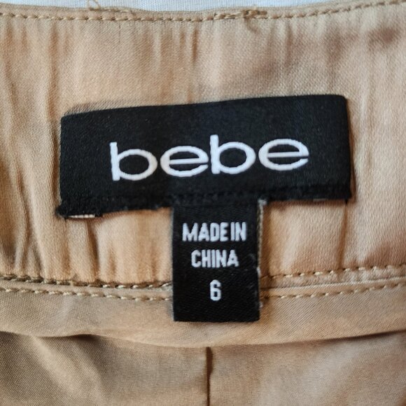 Y2K bebe gold satin trouser shorts mcbling office siren size 6 glam luxe - Picture 7 of 8